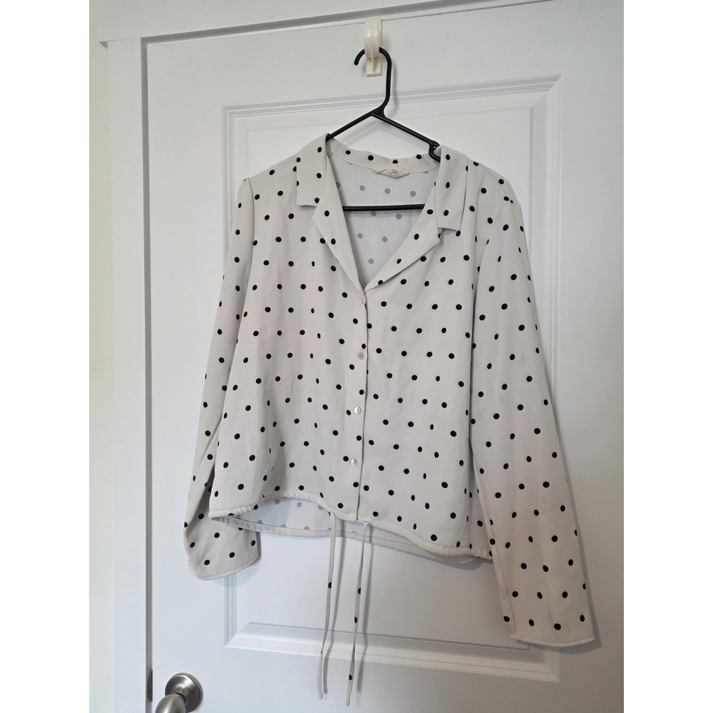 Melloday Patterned Polka Dot Blouse Shirt Women's XL